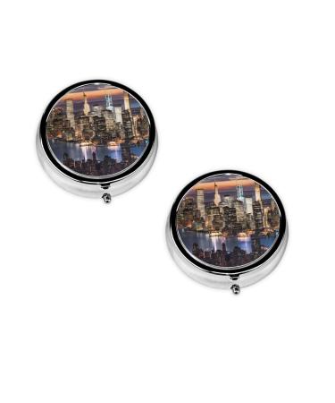 Hong Kong Printed Mini Round Pill Box Pill Box 3 Compartment Medicine Pill Case Pill Organizer Travel Pillbox Portable Pill Box for Pocket Home Office Use