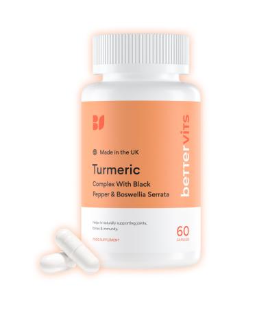 BetterVits Turmeric Complex | Joint Health | Anti-Inflammatory | 10 000mg Extract | with Black Pepper & Boswellia Serrata