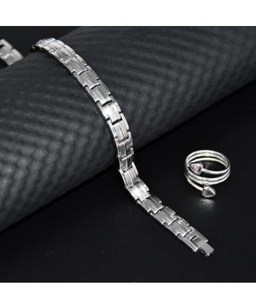 Vicmag Titanium Steel Magnetic Bracelet for Women - Ultra Strength Double Row Silver with Removal Tool - Perfect Gift - Buy Online on GoSupps.com