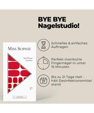 Miss Sophie Pedi Wraps - Lipstick Red | Ultra-Thin Self-Adhesive Nail Foils for Long-Lasting Pedicure | Single Colored Pedicure Wraps - Buy Online on GoSupps.com