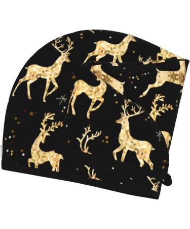 Christmas Gold Deers Microfiber Hair Towel - Soft Absorbent Wrap for Long Curly Thick Hair | Quick-Dry Coral Velvet for Women - Buy Online on GoSupps.com