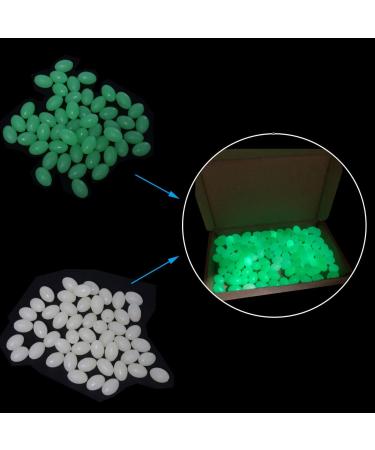 100PCS 8x12mm Oval Glow in Dark Luminous Fishing Beads - Green and White - Fishing Gear Accessories - Buy Online on GoSupps.com