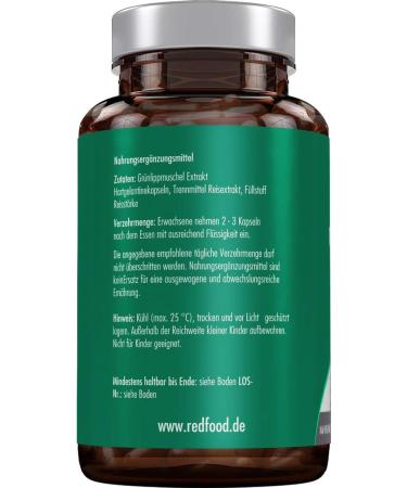 Buy Green Lip Shell Premium Capsules 1500mg - High Dose XXL Can (300 Capsules) | 5-3 Month Supply Magnesium Stearate-Free Made in Germany - Redfood - Buy Online on GoSupps.com