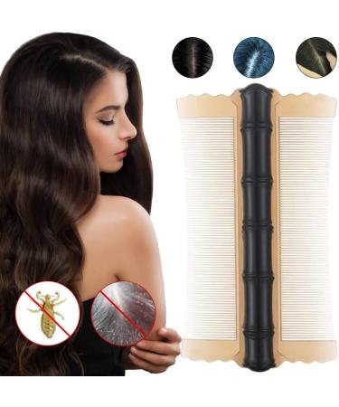AMZLORD Lice Comb Flea Lice Removal Comb Double-sided Scalp Massage Comb Fine Tooth Hair Grooming Comb Bamboo Shape for Adult Kids Black - Buy Online on GoSupps.com