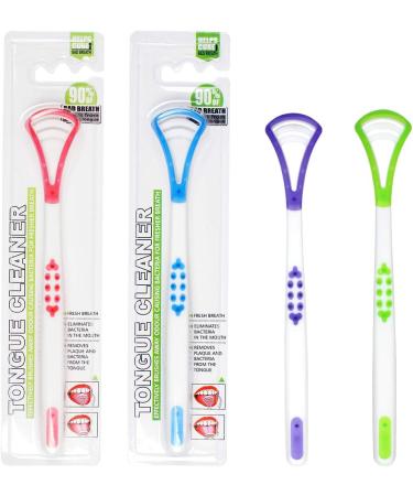 Tongue Scraping Cleaner - Double-Sided Design, Reduce Bad Breath, Protect Oral Health - 4 Colors, 4 Piece Set - Buy Online on GoSupps.com