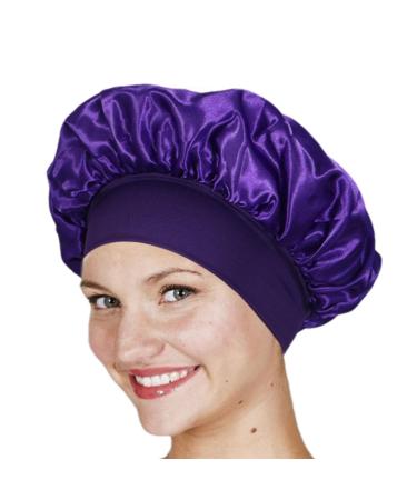 Zestvria Satin Hair Towel Satin Hair Drying Towel Luxurious Anti-Frizz Satin Towel - Satin Hair Towel for Women Anti-Frizz Satin Towel Protective Hair Turban Wrap for Most Hair Types Purple