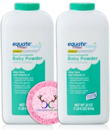 Pure Cornstarch Baby Powder Bundle - 2x 22oz Canisters with Aloe Vera & Vitamin E, Compressed Facial Sponge - Buy Online on GoSupps.com