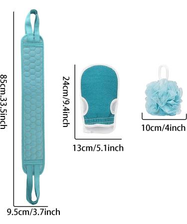 3Pcs Exfoliating Body Scrubber Set - Back Scrubber, Bath Glove, and Loofah Sponge - Deep Cleanse for Men and Women - Buy Online on GoSupps.com