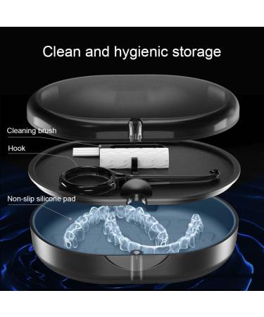 Prosthesis Box & Denture Storage: Black Retainer Container with Cleaner Brush - Ideal for International Shipping - Buy Online on GoSupps.com