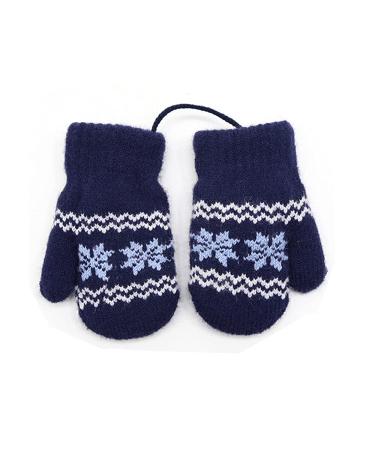 0-2Y Kids Thicken Soft Thermal Hanging Neck Gloves Winter Warm Cute Small Snowflake Dsign Mittens Full Finger Gloves with String for Baby Infant Children Toddler Girls Boys Navy - Buy Online on GoSupps.com