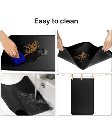 CS COSDDI Silicone Dog & Cat Feed Mat | Non-Slip Pet Food Mat 47x30cm - Black for Easy Clean-Up - Buy Online on GoSupps.com