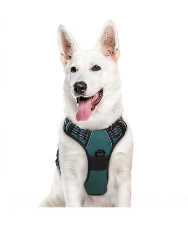Eagloo dog harness Large dogs anti -train dog harness with reflex strips and control adjustable and adjustable dish dogs large chest harness for labrador dark green XL XL (1 Pack) dark green