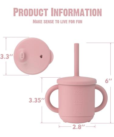 Prinper Silicone Baby Sippy Cup 2-in-1 Training Cup for Toddlers, 7 Oz Pink - Buy Online on GoSupps.com