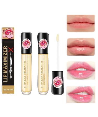 2 Pcs Lip Plumper Lip Gloss, Moisturizing Lips Plumper Vitamin E Plumping Lip Maximizer Serum Transparent Toot Lip Oil Lip Plumper Gloss, Natural Lip Plumper 2pcs