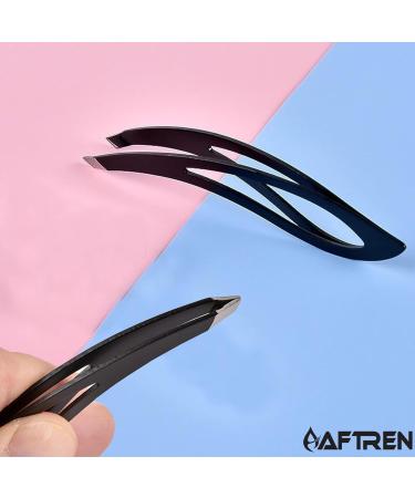 Wide Grip Slant Tweezers - German Stainless Steel - Hand-Filed Slanted Tips for Ultra-Precision - Tweezers for Eyebrows and Nose/Ear/Facial Hair - Professional Grade (Black) - Buy Online on GoSupps.com