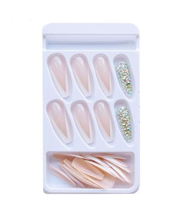 Kamize French Tips Press on Nails - Long White Luxury False Nails - 24PCS Stylish Coffin Ballerina Acrylic Nails for Women and Girls - Buy Online on GoSupps.com