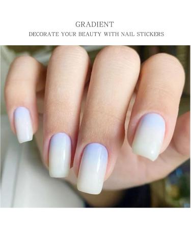 JMEOWIO Semi Cured Gel Nail Strips White Blue Gel Nail Stickers Nail Supplies Nail Art Design Decoration Accessories - Buy Online on GoSupps.com