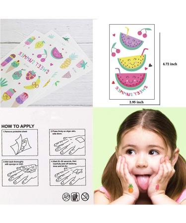 Ooopsi Fruit Temporary Tattoos for Kids - 160+ Waterproof Cartoon Summer Tattoos - Children's Birthday Party Favors - Buy Online on GoSupps.com