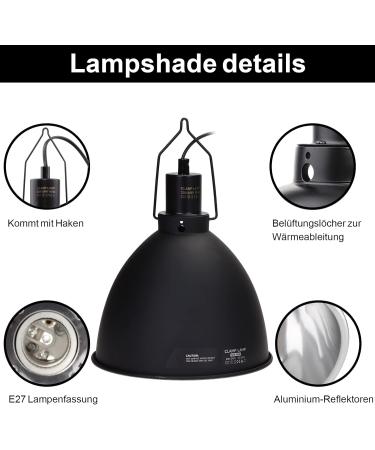 AIICIOO 8.5 Aluminum Reflective Dome for Reptiles - E27 Ceramic Lamp Holder - 150W Heating Lamp for Turtles - Buy Online on GoSupps.com