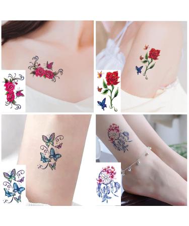 Temporary Tattoos - Flower, Butterfly, Words & Lines Designs for Men and Women - 60 Sheets - Buy Online on GoSupps.com