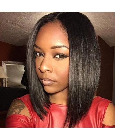 AmyGline Women's Black Brazilian Short Straight Bob Wig - Fashionable Side Parted Hairstyle - Buy Online on GoSupps.com