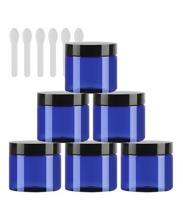 Tianzd 6 pieces small 50 ml blue plastic empty cream can with black lid 50 g empty socket screw box sheet metal cans cosmetic tangles 6 pieces spatula blue 50ml