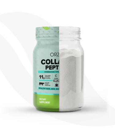 ORZAX Collagen Peptides Powder - 11 g Collagen Type I & III Biotin & Hyaluronic Acid 16 oz (Unflavored) 1 Pound (Pack of 1) - Buy Online on GoSupps.com