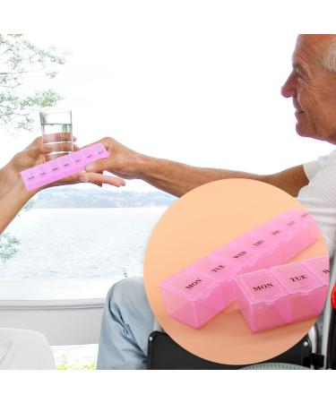 Pill Box Organiser 7 Day One Time a Day Pill Dispenser Storage Case for Medication Supplements Vitamins and Cod Liver Oil Pink - Buy Online on GoSupps.com