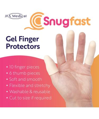 JFA Medical Snugfast Gel Finger Protectors - Box of 16 | Finger Cots for Finger Bandage and Sleeves - Buy Online on GoSupps.com