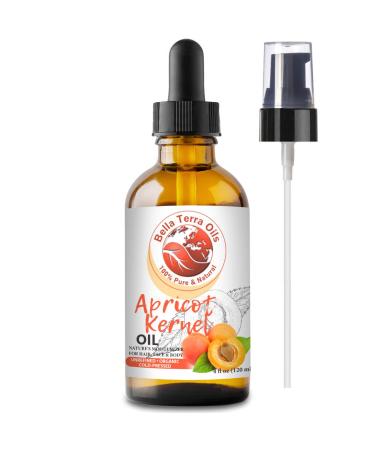 Bella Terra Oils Apricot Kernel Oil. 4oz. 100% Pure. Cold-pressed. Unrefined. Organic. Chemical-free. Rich in Antioxidants. Natural Moisturizer for Hair  Face  Body  Nails  Stretch Marks 4 Fl Oz (Pack of 1) - Buy Online on GoSupps.com