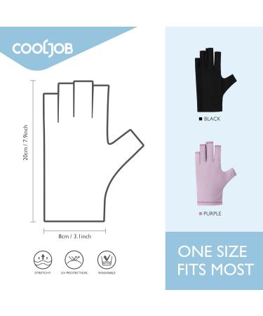 COOLJOB Anti-UV Gloves for Nail Lamp | UPF50+ UV Protection for Manicures | Fingerless Skin Care Gloves for Men & Women | Black 1 Pair - Buy Online on GoSupps.com