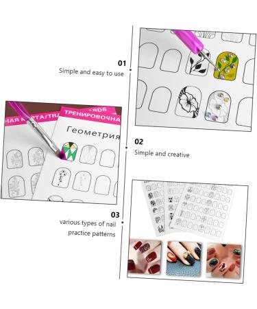 Beavorty 24 Sheets coloring exercise book Nail Shape Templates Nail Art Practice Tool Manicure Training Tools nail art practice book Cards for Nail Art Paper pattern white practice supplies - Buy Online on GoSupps.com