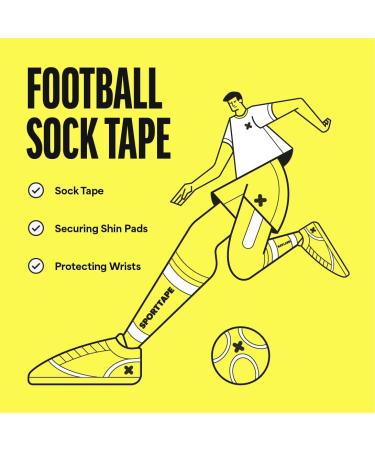 SPORTTAPE Self-Adhesive Football Sock Tape | 5cm x 4.5m - White | Cohesive Bandage Sock Wrap Shin Pad Tape | Goalkeeper Wrist Tape & Football Ankle Tape | Pet & Vet Wrap for Dogs Horse - Single Roll White 5x450 cm (Pack of 1) - Buy Online on GoSupps.com