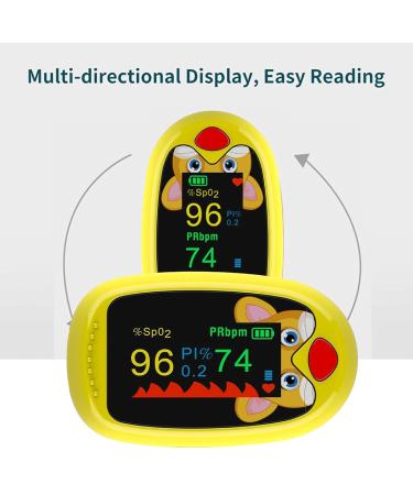 Pediatric Pulse Oximeter for Kids | Oxygen Monitor for Children Over 2 | Accurate Heart Rate & Oxygen Saturation Checking (Yellow - Buy Online on GoSupps.com