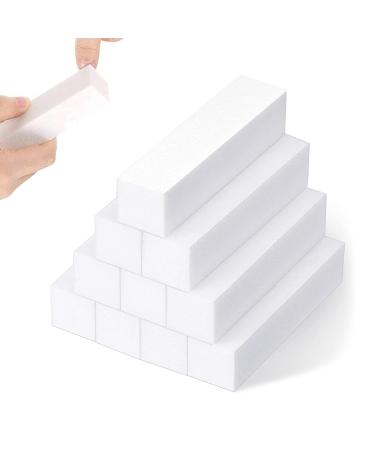 10 pieces white buffer grinding blocks nail file block polishing block buffer of the new generation with 4 haggling and polishing surfaces for manicure pedicure and nail modeling