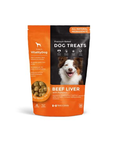 Vitality Dog Beef Liver with Pumpkin - Premium Baked Dog Treats - Training Treats for Dogs Pet Treats Dog Snacks - Made in Canada Grain Free Human Grade 400g / 14.1oz Beef Liver with Pumpkin 400 g (Pack of 1)