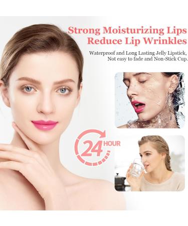 LOPHE Clear Flower Jelly Lipstick 6Pcs Magic Temperature Color Change Lip Balm Long Lasting Moisturizing Lip Gloss Set Nutritious Crystal Lip Stick Makeup Set Great Gift for Women and Girl 6 Pcs - Buy Online on GoSupps.com