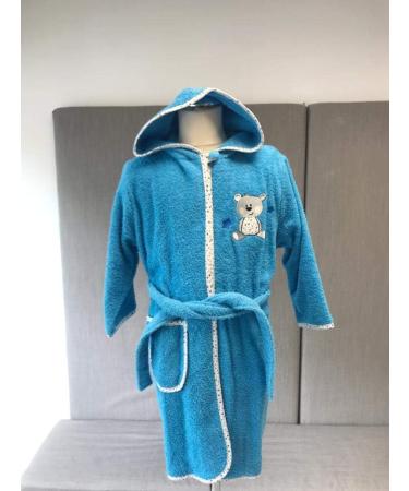 Wolimbo Custom Children's Bathrobe - Personalized Dog Motif for Boys & Girls - Size 110/116 (36 months+) - Turquoise - Buy Online on GoSupps.com