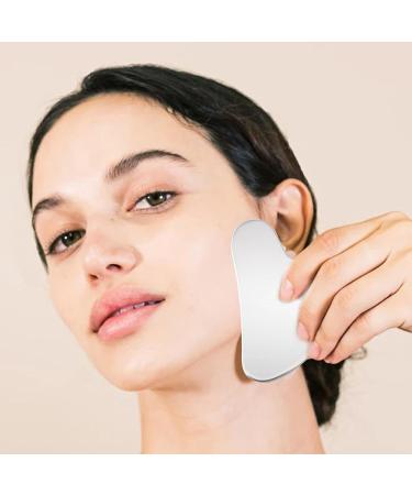 Gua Sha Stainless Steel Set - 2 Pieces Facial Massager for Skin Care Beauty & Muscle Relaxation - Buy Online on GoSupps.com