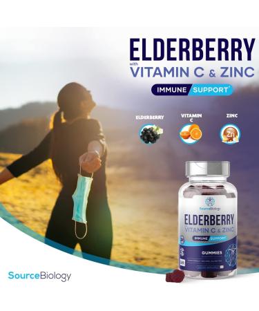 Source Biology Elderberry Gummies - Immune Support with Vitamin C and Zinc - Vegan Formula - 4500 Mg Elderberry - 60 Gummies - Buy Online on GoSupps.com