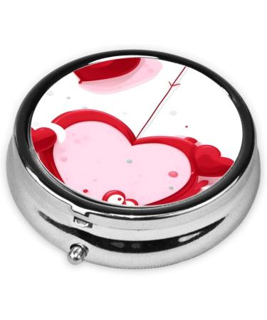 Little Red Heart Round Pill Box - 3 Compartment Portable Organizer for Travel & Purse - Ideal for On-the-Go Medication Storage - Buy Online on GoSupps.com