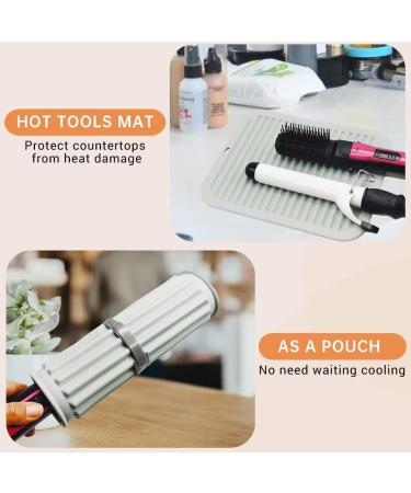 Silicone Heat Resistant Mat for Hair Styling Tools | Portable Travel Mat for Curling Iron Flat Iron & Hair Straightener - Grey - Perfect for Home & Salon Use - Buy Online on GoSupps.com