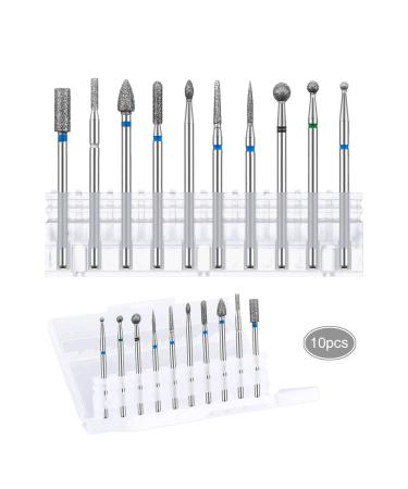 10 pieces of professional diamond bits for nail cutter grinding body set for manicure nail care removing nail skin kit alloyed tungsten steel bits (03)