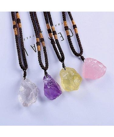 Natural Stone 1pc Random Natural Raw Amethyst Clear Rose Citrine Rough Stone Necklace Quartz Crystal Reiki Pendant Gift Gems Stone Mineral Specimen - Buy Online on GoSupps.com