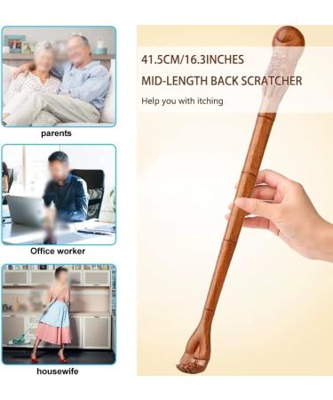 Back Scratchers for Seniors - Wooden Shouxing Grandpa Shape Massage Tool | Itch Relief & Birthday Gift (41.5cm x 3.5cm Primary Color) - Buy Online on GoSupps.com