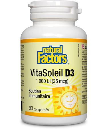 Natural Factors Vitamin D3 25 mcg (1000 IU) - 90 Tablets for Bone Health & Immunity Support - Buy Online on GoSupps.com