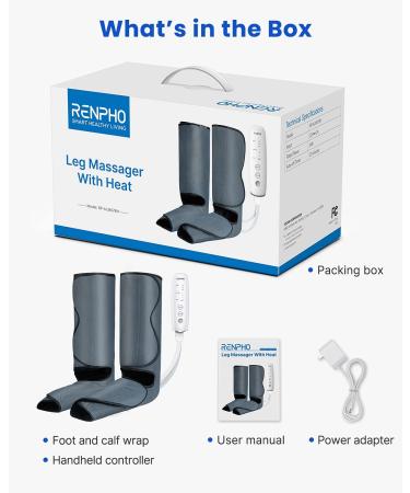 RENPHO Upgraded Leg Compression Massager with Heat - Foot & Calf Massage, 3 Modes, 3 Intensities, 2 Heating - Birthday Gifts for Mom & Dad - Buy Online on GoSupps.com