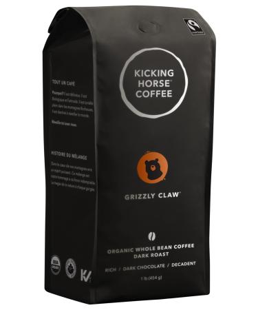 Kicking Horse Coffee Whole Bean 1 lb - Certified Organic Fairtrade Kosher Coffee Grizzly Claw - Dark Roast 454 g (Pack of 1) 454 g (Pack of 1) Grizzly Claw