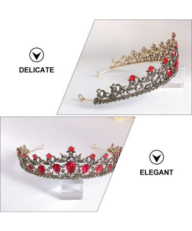 Lurrose Baroque Wedding Crown Tiara - Rhinestone & Crystal Ruby Princess Headpiece for Bridal Engagement & Birthday Parties - Buy Online on GoSupps.com
