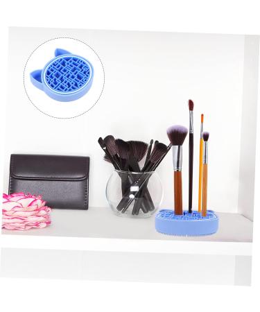 NOLITOY 2-in-1 Makeup Brush Storage Box & Sponge Holder | Silicone Brush Cleaning Mat | Drying Rack & Stand for Makeup Tools - Blue 11x2.5cm - Buy Online on GoSupps.com